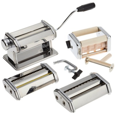 Manual Pasta making machine Set (4 in 1) By shule -Includes Spaghetti, Fettucini, Angel Hair, Ravioli, Lasagnette Attachments