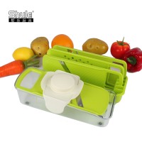 Manual Multi-Function Plastic Vegetable Slicer with Stainless Steel Cutters